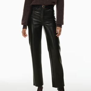 Aritzia Black Vegan Leather Straight Leg Pants Size 8